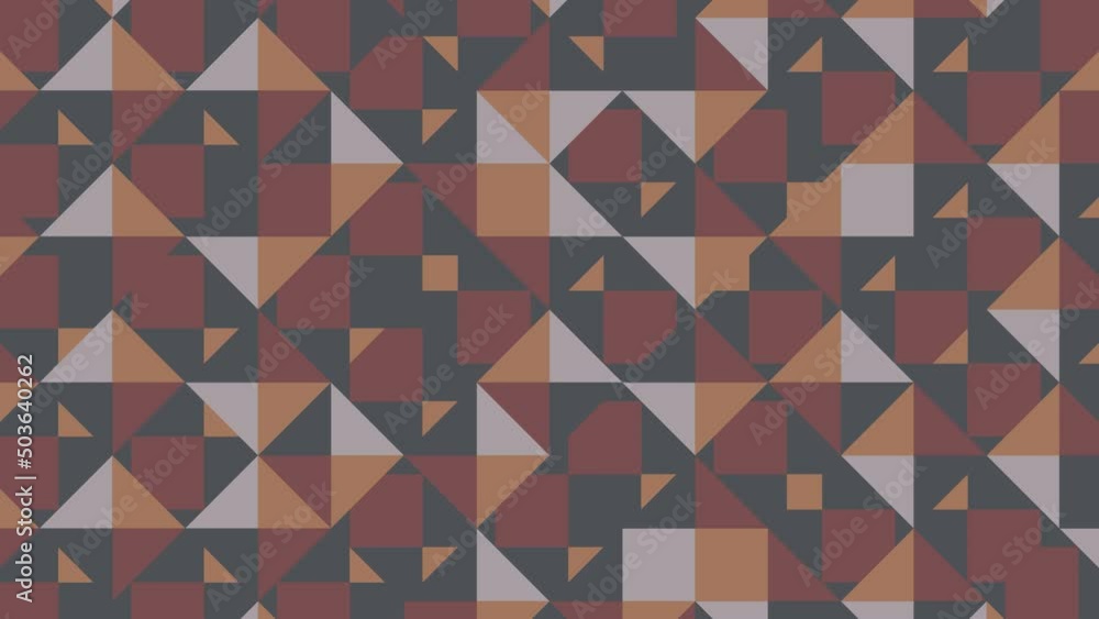 Poster abstract dynamic pattern with multicolor geometric elements. seamless loop background in a flat desi