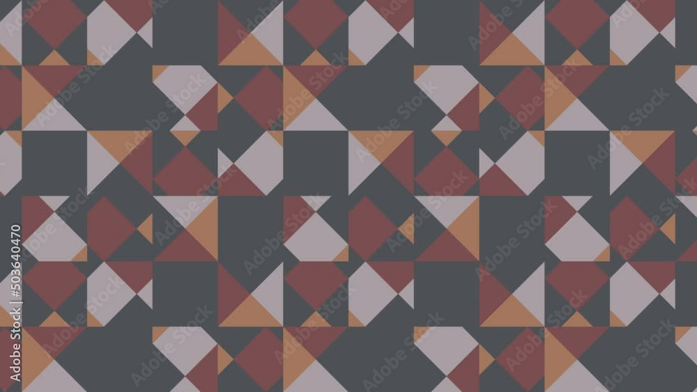 Poster abstract dynamic pattern with multicolor geometric elements. seamless loop background in a flat desi