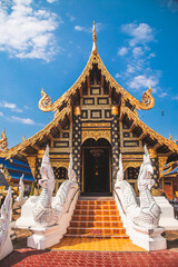 Fototapeta premium Wat Phiphat Mongkhon blue temple in Sukhothai, Thailand