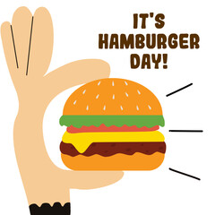 National Hamburger Day Vector Illustration suitable for social media post, poster, greeting card etc