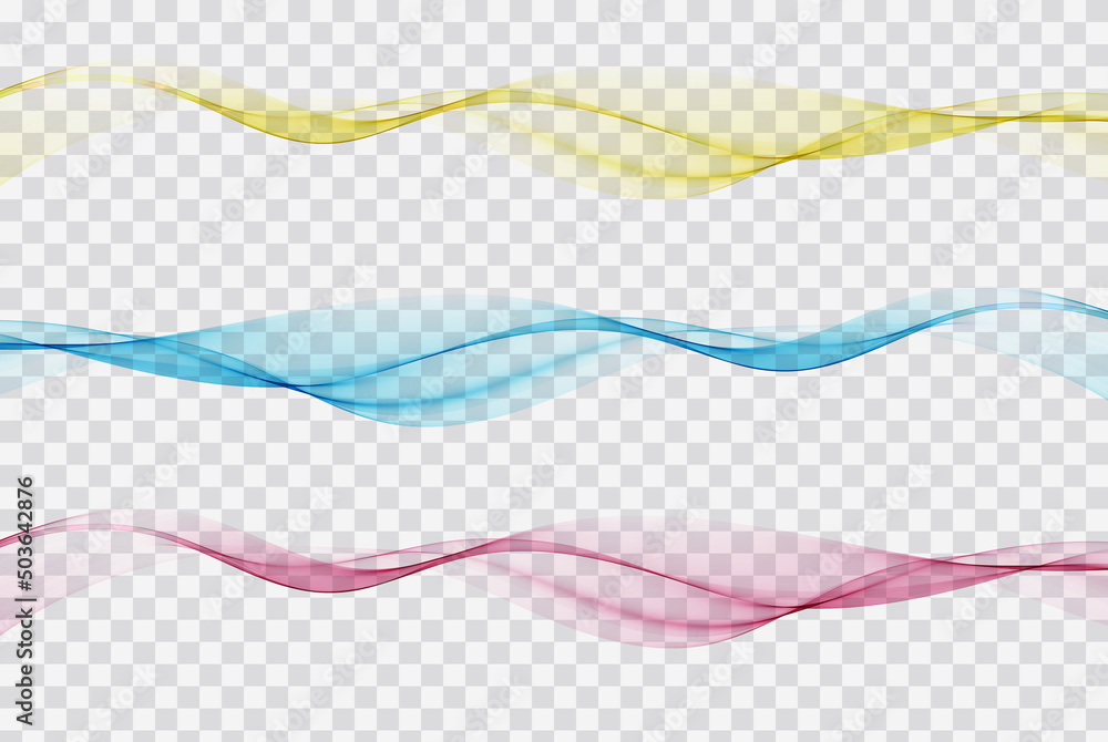 Aufkleber set of abstract smoke waves, transparent wavy wave flow design.vector design element