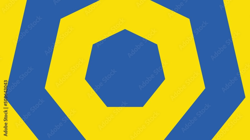 Aufkleber seamless loop yellow and blue geometric animation with heptagonal elements. simple background animat