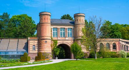 Fototapeta premium Entrance to the botanical gardens at the castle, Karlsruhe, Baden Wuerttemberg, Germany