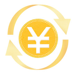 循環する矢印と円（￥）コイン