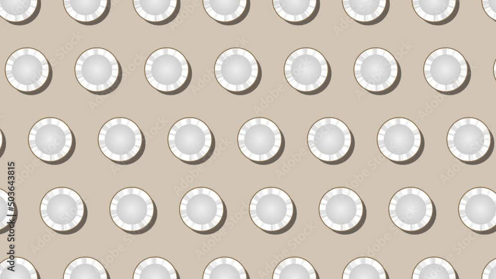 Poster pattern of animated icons of coconut on brown background. seamless loop food animation with simple s