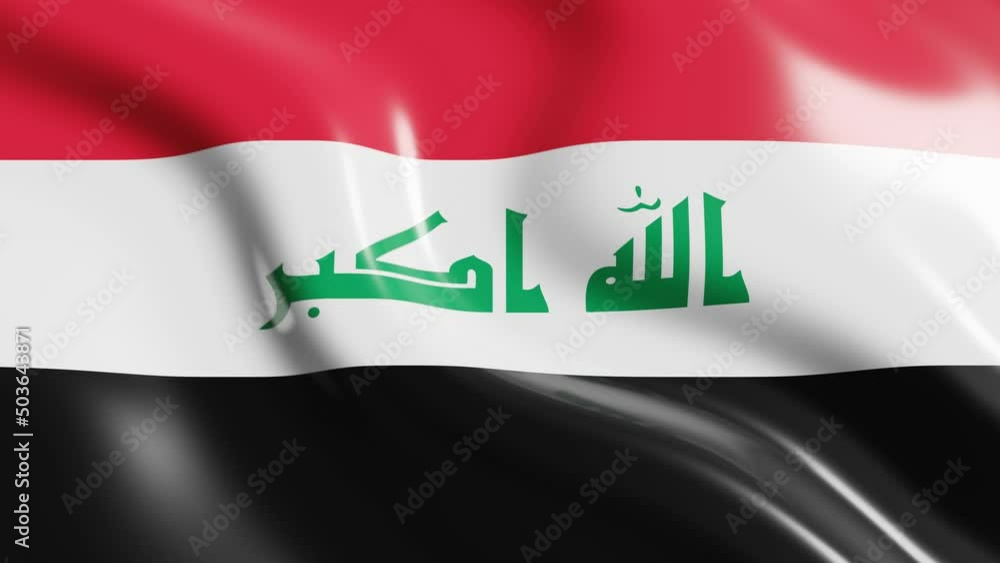 Poster waving flag of iraq country. 3d render national flag dynamic background. 4k realistic seamless loop 
