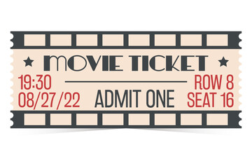 Retro cinema or movie, theatre, circus ticket