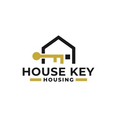 illustration of a house and a key. real estate company logo.