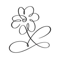 Vector Hand Drawn One Line Art Drawing of Flower. Minimalist Trendy Contemporary Floral Design Perfect for Wall Art, Prints, Social Media, Posters, Invitations, Branding Design