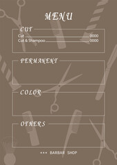 理容店のメニュー表テンプレート