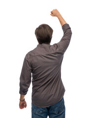 people and human rights concept - man protesting on demonstration over white background