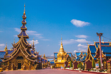 Wat Phiphat Mongkhon blue temple in Sukhothai, Thailand
