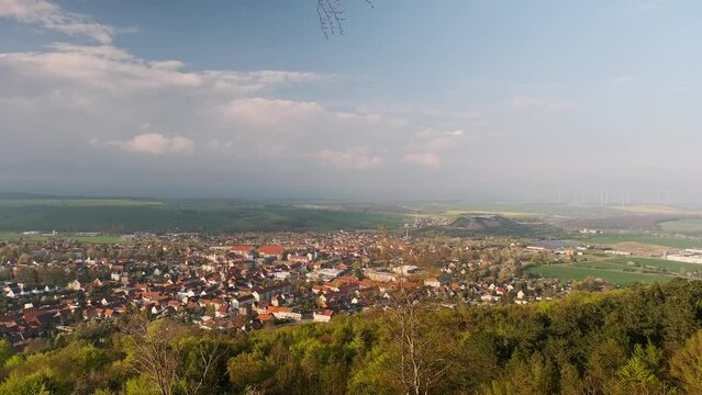 Beautiful View Of Small Town in spring time. Bleicherode, Deutcshland.