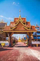 Fototapeta premium Wat Phiphat Mongkhon blue temple in Sukhothai, Thailand