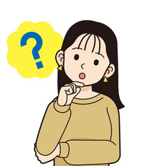 考えるスウェットを着た女性＿線画