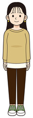 スウェットを着た女性＿線画