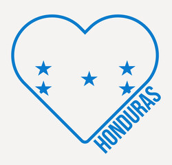 Honduras heart flag badge. Made with Love from Honduras logo. Flag of the country in a heart shape. Vector illustration.