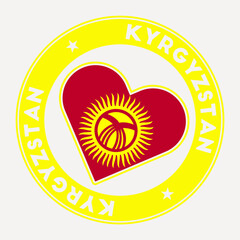 Kyrgyzstan heart flag badge. From Kyrgyzstan with love logo. Support the country flag stamp. Vector illustration.