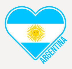 Argentina heart flag badge. Made with Love from Argentina logo. Flag of the country heart shape. Vector illustration.