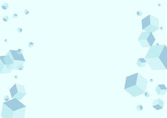 Monochrome Polygon Background Blue Vector. Square Digital Illustration. Gray Cube Toy Template. Geometry Design. Sky Blue Blockchain Geometric.