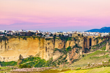 Ronda town and valley, Andalusia, Spain.