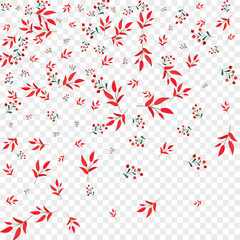 Red Leaves Background Transparent Vector. Berries Seamless Design. Green Leaf. Burgundy Foliage Simple. Gradation Illustration.