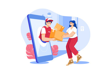 Parcel Delivery Service Illustration concept. Flat illustration isolated on white background