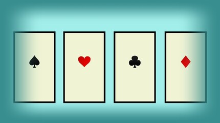 4 Playing cards: Aces Poker.
