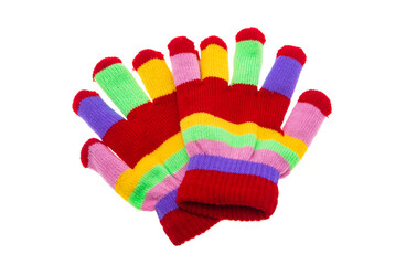 colored knitted glove isolated