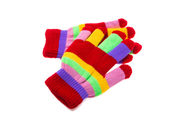 colored knitted glove isolated