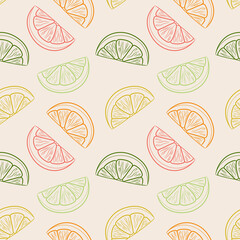 Citrus fruit slices vector pattern, seamless repeat