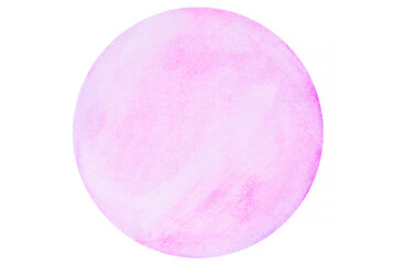 Cut out circle element of pink tone watercolor painting on white background.