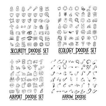 Doodle Vector collection of Security, Ecology, Airport and Arrow eps10