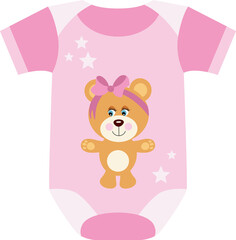 Pink baby bodysuit with teddy bear