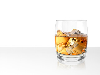 whiskey glass on white table. 3d render