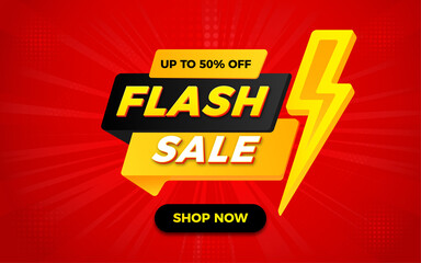 Fototapeta premium Flash sale banner with editable text effect