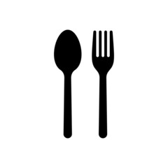 Fork and spoon icon. Flat restaurant cutlery for dining