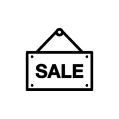 Line Sale hanging sign icon. Sale discount gift, present symbol.