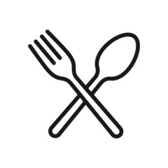 Fork and spoon outline icon. linear style. Flat thin outline restaurant cutlery for dining