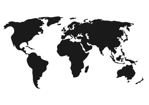 Simple world map in flat style isolated on white background. illustration.