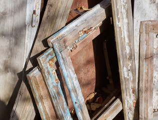 Old window frames were thrown away.	