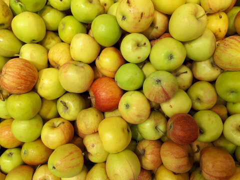 Fruits in a street market - apples.