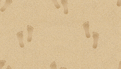 Seamless pattern Texture background Footprints of human feet on the Sand Beach background.Vector illustration Backdrop Endless Brown Beach sand dune with barefoot for Summer banner background.