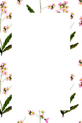 Romantic card template with pink wild flowers pattern.