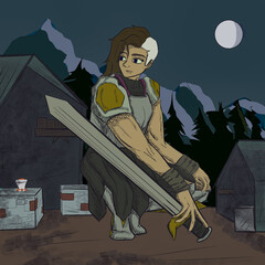 Guerrera en campamento.