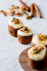 Delicious carrot cupcakes.
Sweets image.
