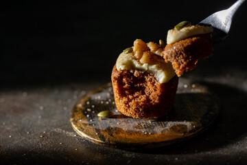 Delicious carrot cupcakes.
Sweets image.
