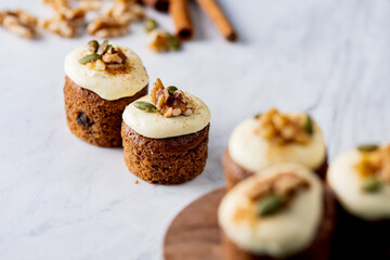 Delicious carrot cupcakes.
Sweets image.
