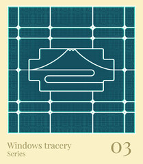 Chinese window tracery square series 01 mountain view stamp