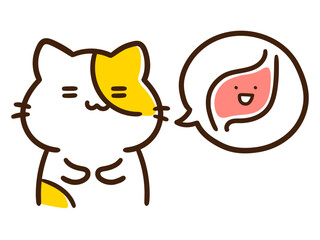 胃がいい感じなかわいいねこのキャラクターの手書き風イラスト